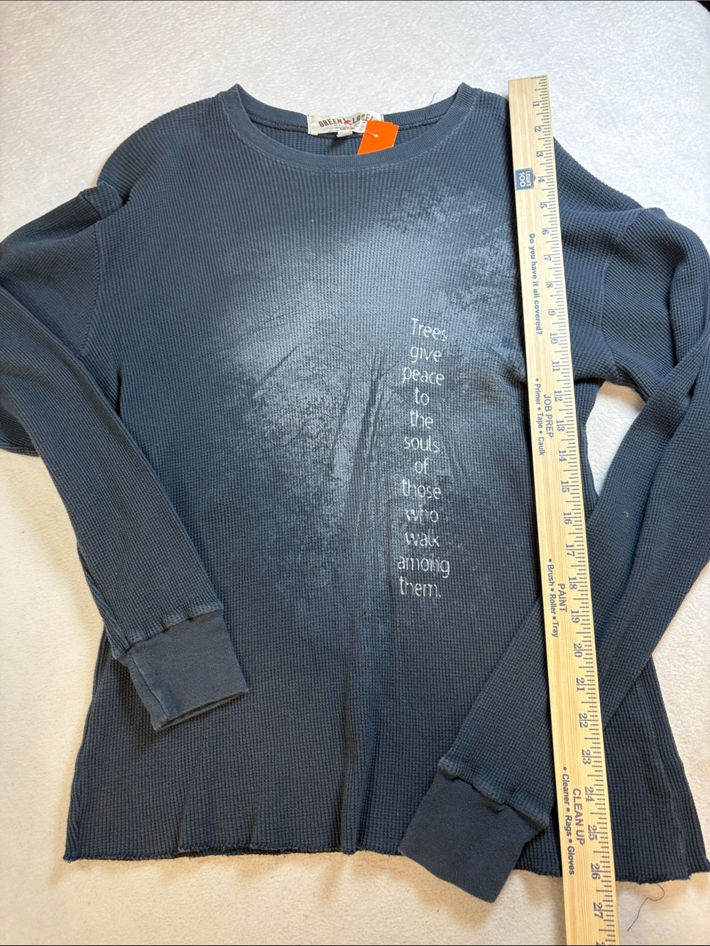 Trees Give Peace Long Sleeve Thermal Tee - Slate Blue